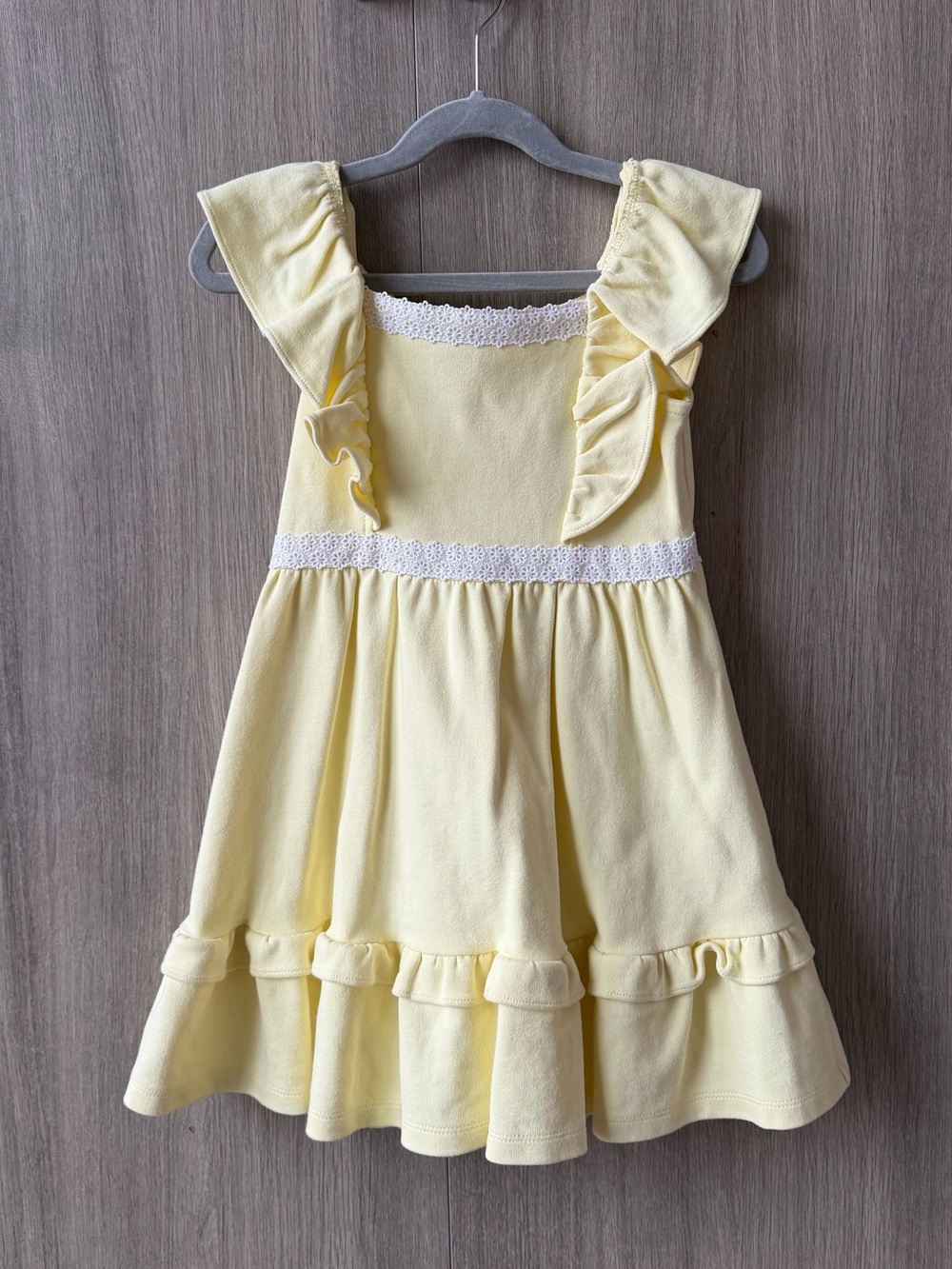 Janie and Jack Pale Yellow Ruffle-Trim Dress- brand new